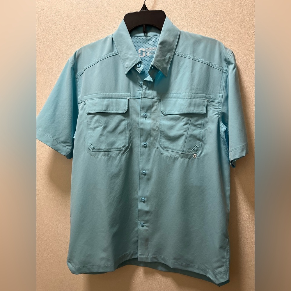 Striker Sanibel Bay UPF Sun Protection Coastal Beachy Shirt, Med, Antigua Blue